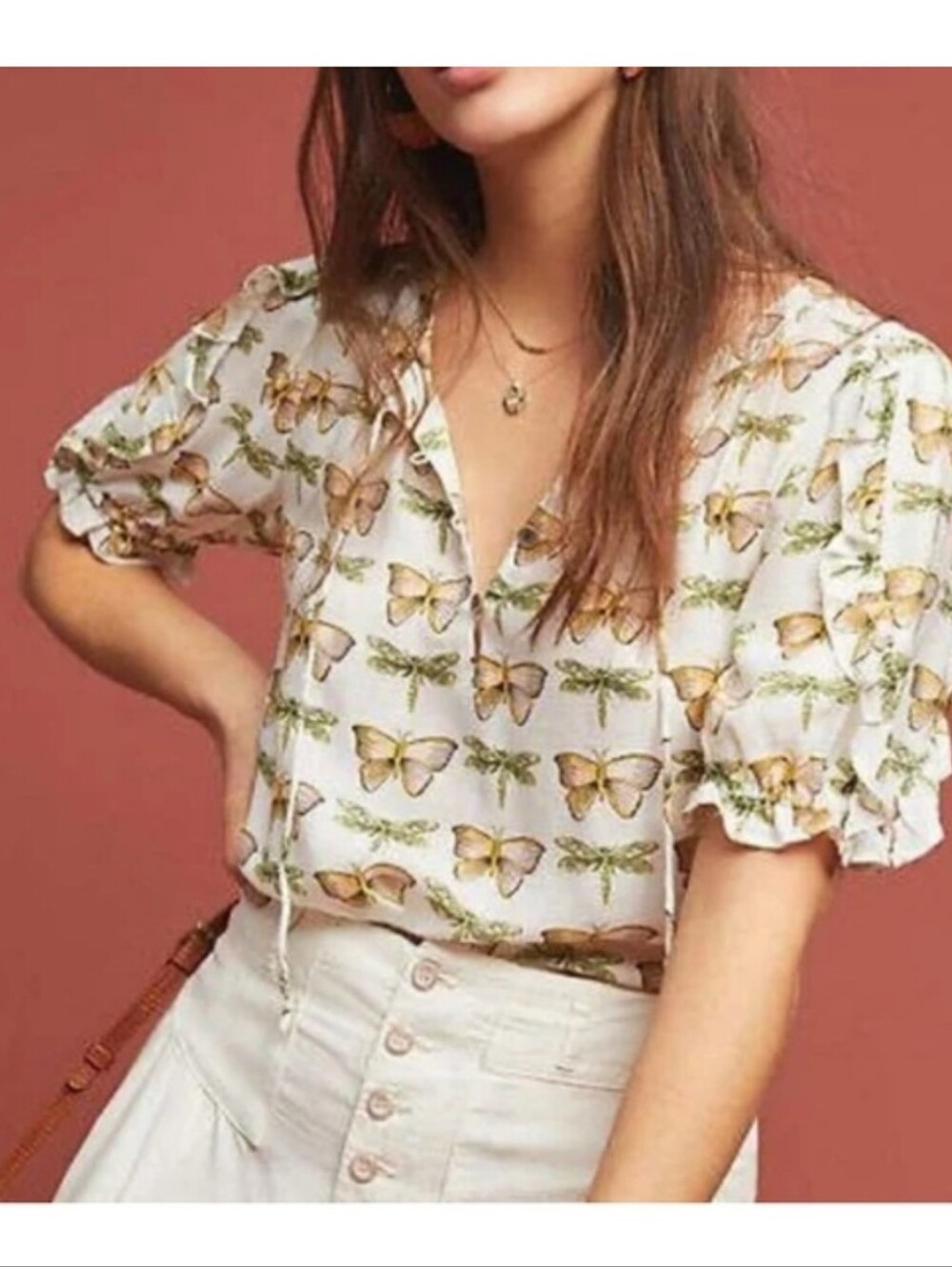 Anthropologie Maeve Dragonfly Top 0 NWT